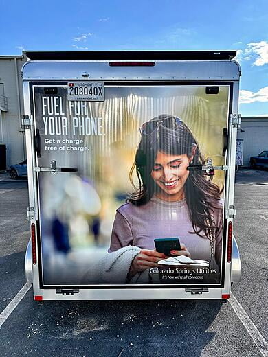 Solar Charging Trailer Branding Rear Door